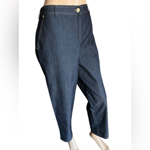 St.John Sport Dark Wash Blue Jeans Designer Chic Quiet Luxury Preppy Women Sz 12 - Picture 2 of 16